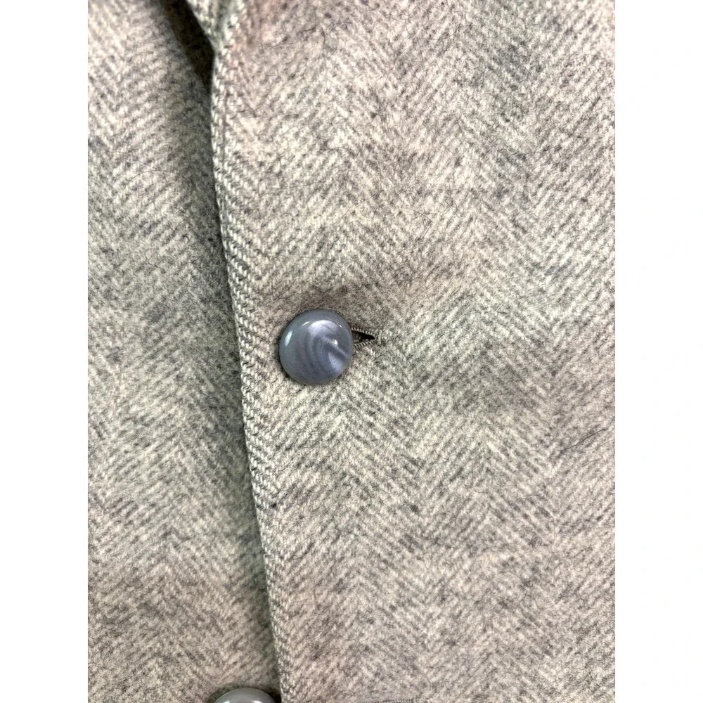 vtg 50s Harilelas 44R Bespoke Gray Herringbone Tweed Blazer Jacket Sport‎ Coat